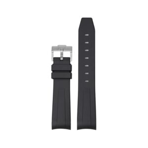 Curved FKM Rubber Strap – Universal Fit – Black (18mm / 19mm / 20mm / 21mm / 22mm)