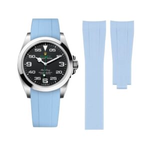 Deployant Rubber Strap - For Rolex Air-King 126900/116900 - Baby Blue