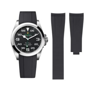 Deployant Rubber Strap - For Rolex Air-King 126900/116900 - Black