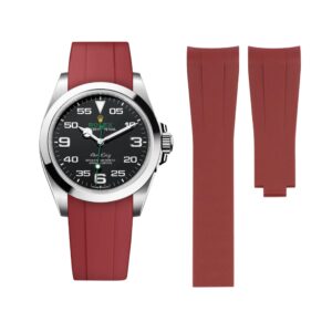 Deployant Rubber Strap - For Rolex Air-King 126900/116900 - Bordeaux