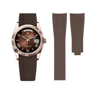Deployant Rubber Strap - For Rolex Day-Date 40 - Brown