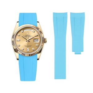 Deployant Rubber Strap - For Rolex Day-Date 40 - Light Blue