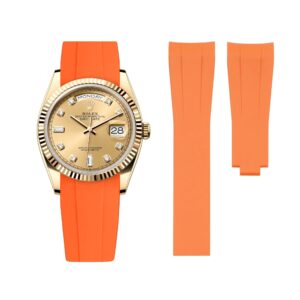 Deployant Rubber Strap - For Rolex Day-Date 40 - Orange