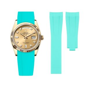 Deployant Rubber Strap - For Rolex Day-Date 40 - Turquoise
