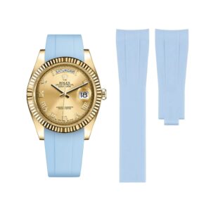 Deployant Rubber Strap - For Rolex Day-Date II 41mm - Baby Blue