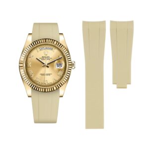 Deployant Rubber Strap - For Rolex Day-Date II 41mm - Beige