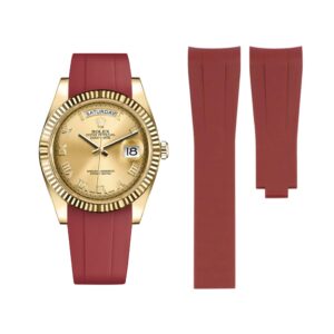 Deployant Rubber Strap - For Rolex Day-Date II 41mm - Bordeaux