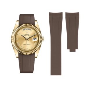 Deployant Rubber Strap - For Rolex Day-Date II 41mm - Brown
