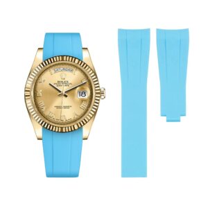 Deployant Rubber Strap - For Rolex Day-Date II 41mm - Light Blue