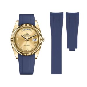 Deployant Rubber Strap - For Rolex Day-Date II 41mm - Navy Blue