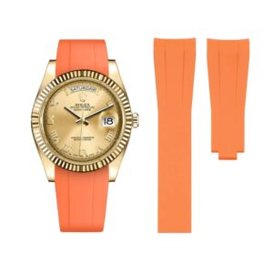 Deployant Rubber Strap - For Rolex Day-Date II 41mm - Orange