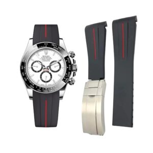 Deployant Rubber Strap - For Rolex Daytona - Black w/Red Line | LuxLine®