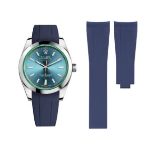 Deployant Rubber Strap - For Rolex Milgauss - Navy Blue