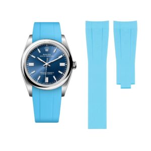 Deployant Rubber Strap - For Rolex Oyster Perpetual 36mm - Light Blue