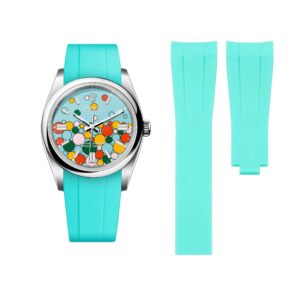 Deployant Rubber Strap - For Rolex Oyster Perpetual 36mm - Turquoise