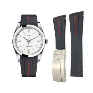 Deployant Rubber Strap - For Rolex Oyster Perpetual 39mm - Black w/Red Line | LuxLine®