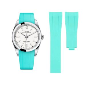Deployant Rubber Strap - For Rolex Oyster Perpetual 39mm - Turquoise