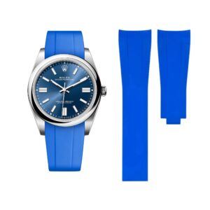 Deployant Rubber Strap - For Rolex Oyster Perpetual 41mm - Blue