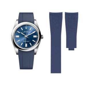 Deployant Rubber Strap - For Rolex Oyster Perpetual 41mm - Navy Blue