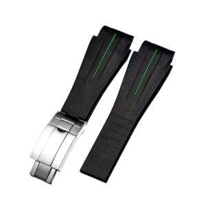Deployant Rubber Strap - For Rolex Sea-Dweller Deepsea - Black w/Green Line | LuxLine®