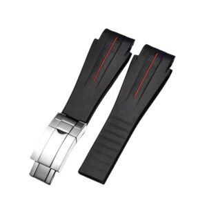 Deployant Rubber Strap - For Rolex Sea-Dweller Deepsea - Black w/Red Line | LuxLine®