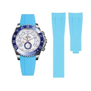 Deployant Rubber Strap - For Rolex Yacht-Master II 44mm - Light Blue