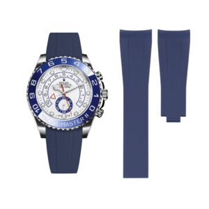 Deployant Rubber Strap - For Rolex Yacht-Master II 44mm - Navy Blue
