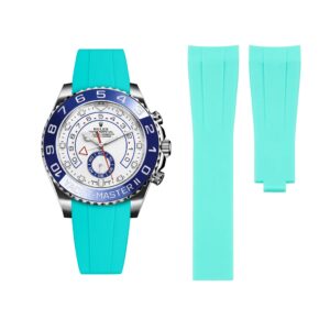 Deployant Rubber Strap - For Rolex Yacht-Master II 44mm - Turquoise