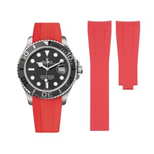 Deployant Rubber Strap - For Rolex Yacht-Master 40mm/42mm/37mm - Red