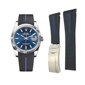 Deployant Strap - For Rolex Datejust 36 - Black w/Blue Line | LuxLine®