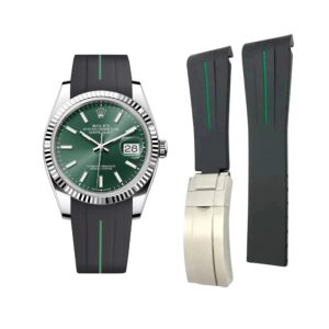 Deployant Strap - For Rolex Datejust 36 - Black w/Green Line | LuxLine®