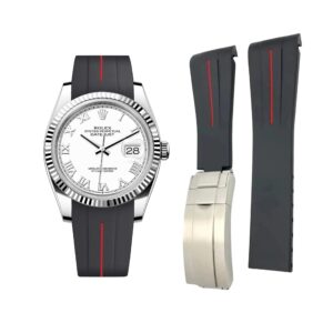Deployant Strap - For Rolex Datejust 36 - Black w/Red Line | LuxLine®