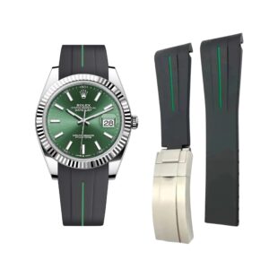 Deployant Strap - For Rolex Datejust 41mm - Black w/Green Line | LuxLine®