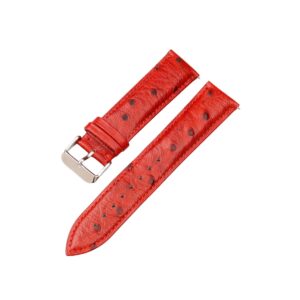 Red Ostrich Leather Watch Strap – Handmade – Retention Time