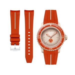 Rubber Strap - For Blancpain X Swatch - Arctic Ocean - Orange w/White Line | LuxLine®