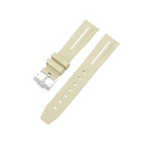 Rubber Strap - For Mission on Earth Desert | Omega X Swatch | MoonSwatch - Beige w/White Line