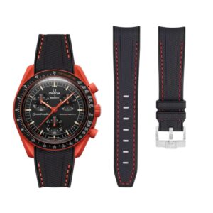 Rubber Strap - For Mission on Earth Lava | Omega X Swatch | MoonSwatch - Black w/Red