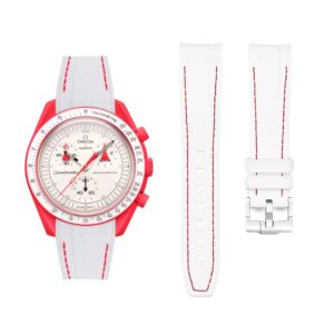 Rubber Strap - For Mission to Mars | Omega X Swatch | MoonSwatch - White w/Red