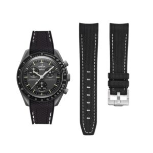 Rubber Strap - For Mission to Mercury | Omega X Swatch | MoonSwatch - Black w/White Line