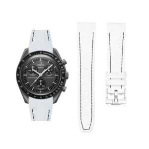 Rubber Strap - For Mission to Mercury | Omega X Swatch | MoonSwatch - White w/Black Line