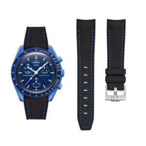 Rubber Strap - For Mission to Neptune | Omega X Swatch | MoonSwatch - Black w/Blue