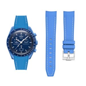 Rubber Strap - For Mission to Neptune | Omega X Swatch | MoonSwatch - Light Blue w/White