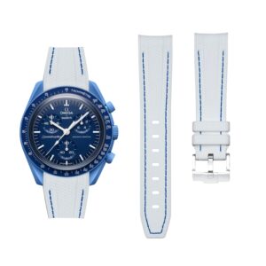 Rubber Strap - For Mission to Neptune | Omega X Swatch | MoonSwatch - White w/Blue