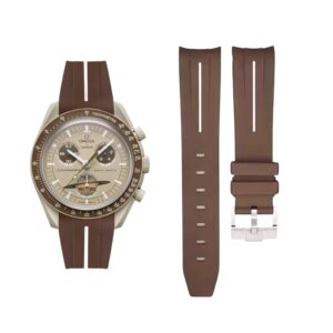 Rubber Strap - For Mission to Saturn | Omega X Swatch | MoonSwatch - Brown w/White Line
