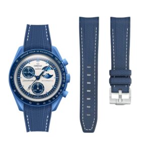 Rubber Strap - For Mission to the Super Blue Moonphase | MoonSwatch - Blue w/White
