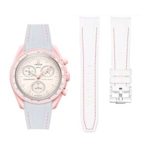 Rubber Strap - For Mission to Venus | Omega X Swatch | MoonSwatch - White w/Pink