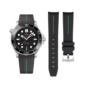 Rubber Strap - For Omega Seamaster 300 - Black/Green | LuxLine®