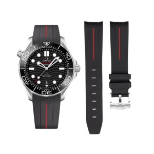 Rubber Strap - For Omega Seamaster 300 - Black/Red | LuxLine®