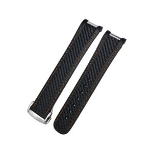 Rubber Strap - For Omega Seamaster Aqua Terra 300 / 150m - Black/Orange
