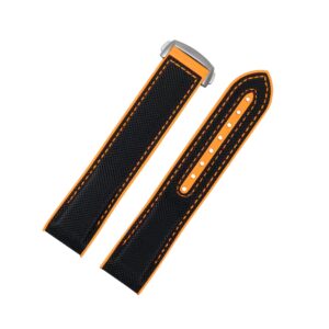 Rubber Strap - For Omega Seamaster Planet Ocean - Black/Orange